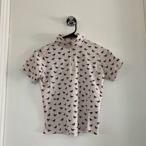 Kerrits Cream riding shirt with Horse Print